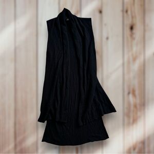 InCashmere Black Open-Front Long Cardigan